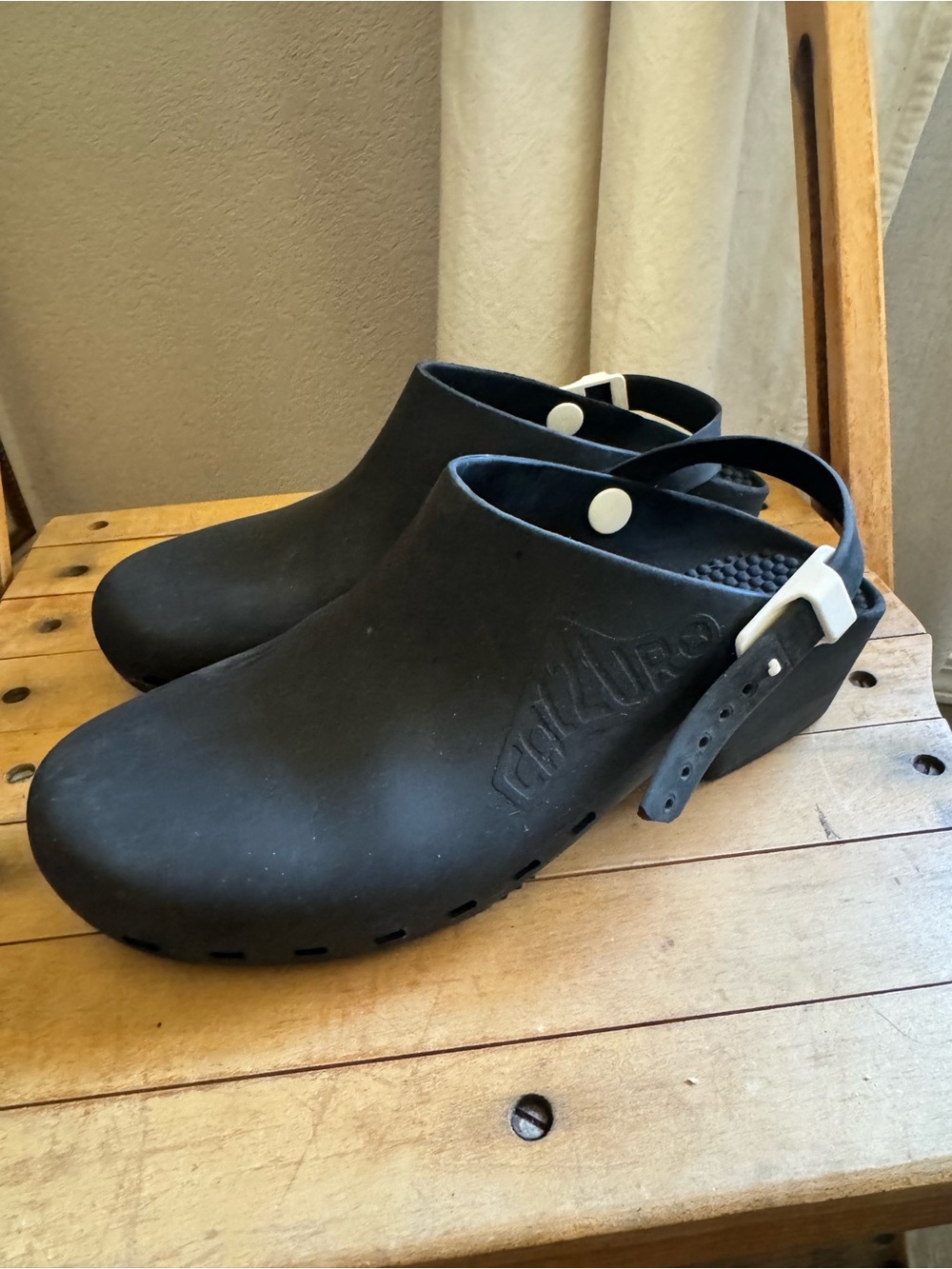Calzuro Black Slip-On Clog with Adjustable Strap